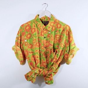 Vintage Retro Sunflower Crazy Print Top